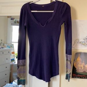 Free people- thermal long sleeve with knit sleeve details